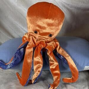 Dream Brand Orange & Blue Plush Octopus Hand Puppet 11” Educational Stuffed Toy​